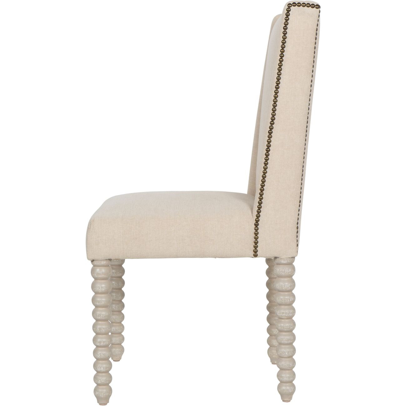 Barnabus  Ivory Upholstery & Solid Mango Wood Dining Chair